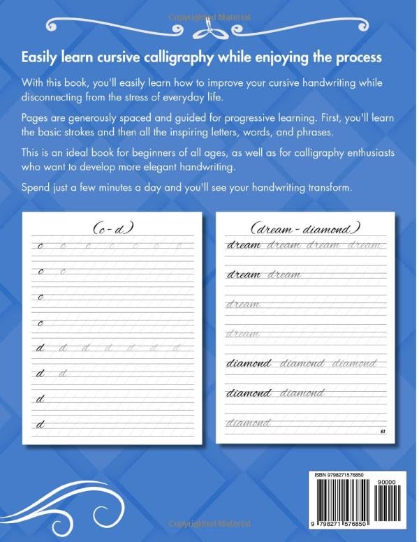 Calligraphy Practice Book: Handwriting and Penmanship Workbook for Kids and Adults – Learn Modern Calligraphy with Guided Practice Sheets
