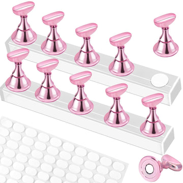 2 Set Nail Stand,Nail Holder Stand with 100 Pcs Double Sided Tape,Press on Nail Stand,Nail Practice Hand