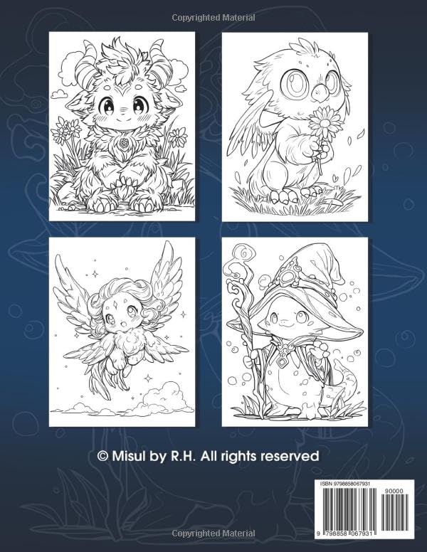 Adorable Fantasy Creatures Coloring Book: A Delightful Coloring Journey for Adults and Teens with Mystical Creatures, Embracing Relaxation