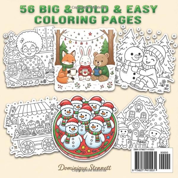 Cozy Seasons: Merry Christmas: Cute and Easy Coloring Book for Adults, Teens with Simple and Relaxing Holiday Designs
