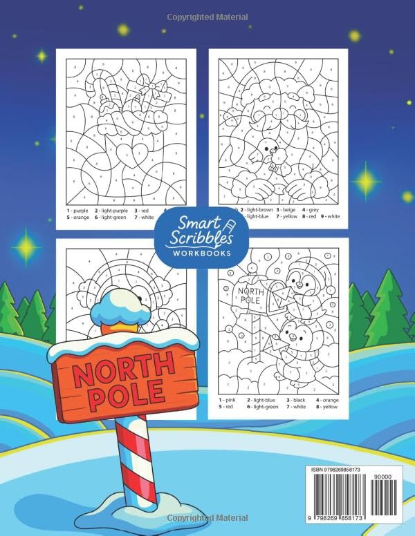 Christmas Color by Number for Kids: Fun Holiday Coloring Book for Boys and Girls Ages 4-8