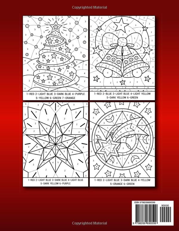 Christmas Color by Number Coloring Book for Kids: Christmas Color By Number Coloring Book 100 Large Print Holiday Designs