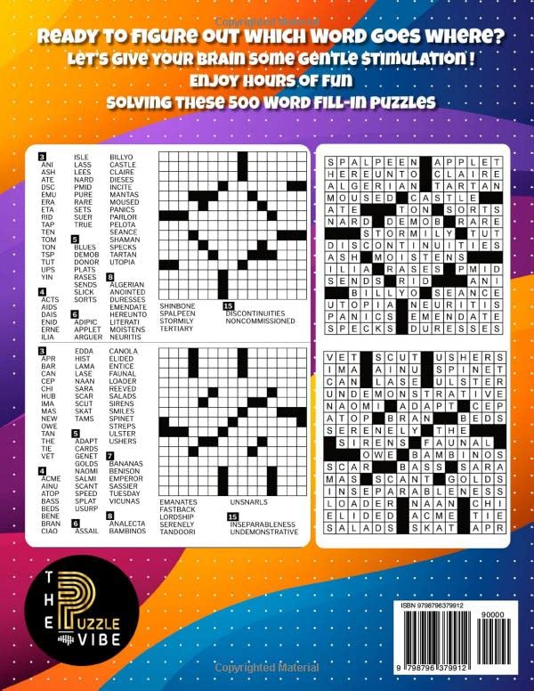 Word Fill In Puzzle Book for Adults and Teens: Fill In Puzzle Book with 500 Fill in word puzzles| Word Fill it in Puzzle Book for Seniors