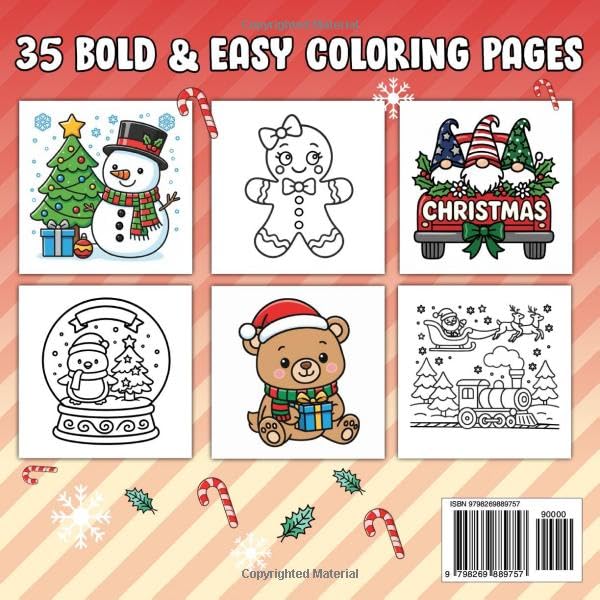 All I Want for Christmas Bold and Easy Coloring Book: Fun and Relaxing Festive Coloring Pages with Santa, Snowmen, Reindeer