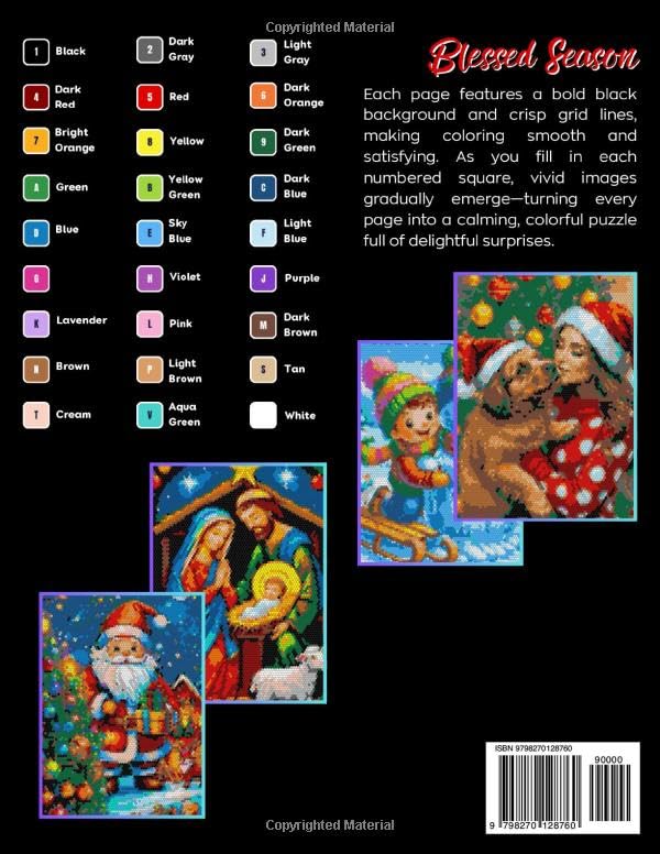 Blessed Season Mystery Mosaic Color by Number for Adults and Teen Volume 3: Relaxing Christmas & Seasonal Designs