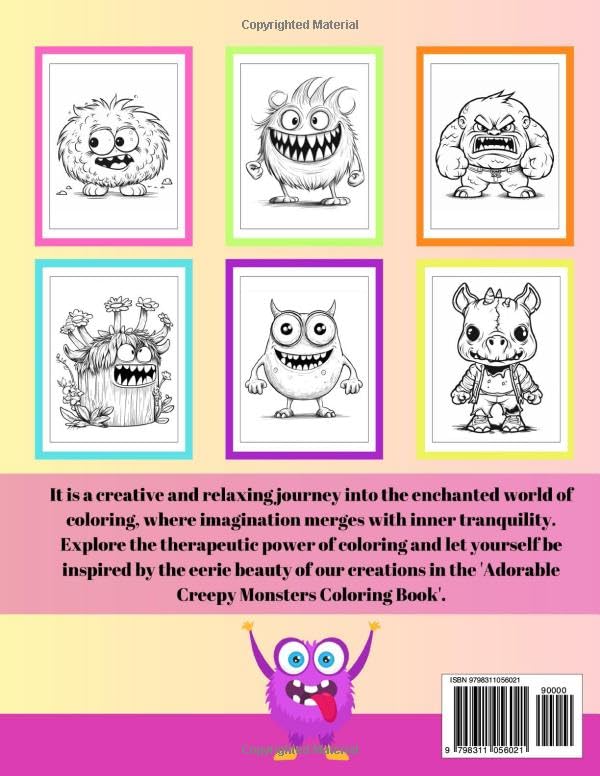 Adorable Creepy Monsters Coloring Book: Fantasy Coloring Pages for All Ages Featuring Cute and Creepy Creatures for Anxiety Relief