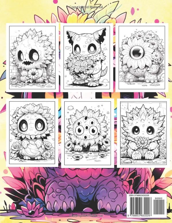 Adorable Creepy Monsters Coloring Book: Charming and Spooky Creatures Coloring Pages for Teens and Adults Relaxation and Stress Relief