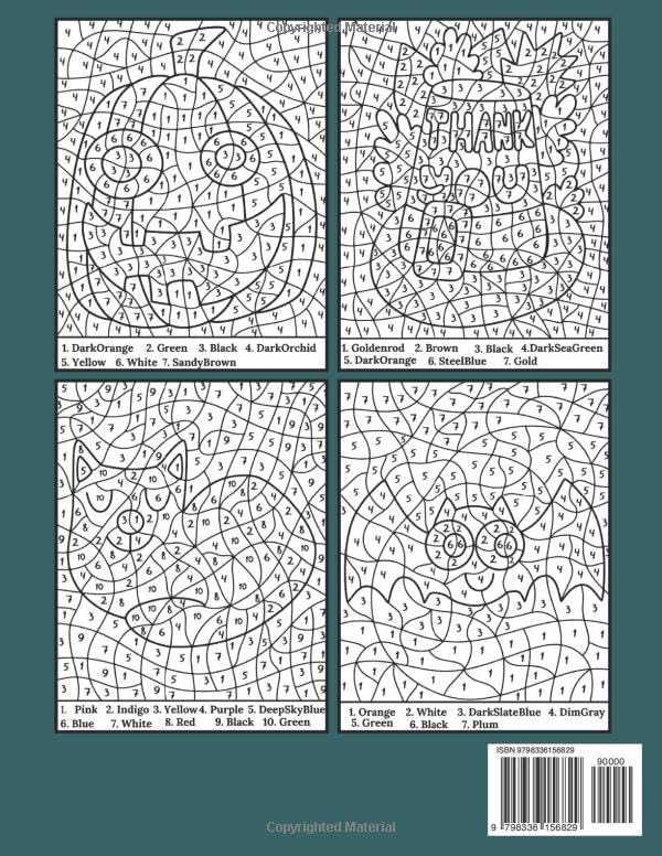 Color By Number Halloween Book For Adults: Easy Halloween Color By Number Book For Adults with Pumpkins, Creepy Cats, Ghosts, Skulls, More.