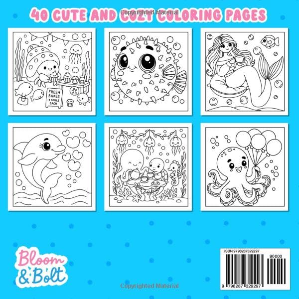 Cozy Oceans Coloring Book: Bold & Easy Coloring Book Featuring 40 Hand-Drawn Underwater Scenes Filled with Sea Life, Ocean Vibes, and Whims