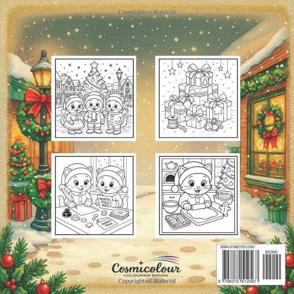Vintage Christmas in Kitten Town – A Cute and Cosy Colouring Book for Adults, Teens and Kids