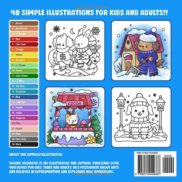 Winter Life Bold and Easy Color by Number: Coloring Book for Adults and Kids with Cozy Hygge Moments, Fuzzy Animals, Christmas Vibes