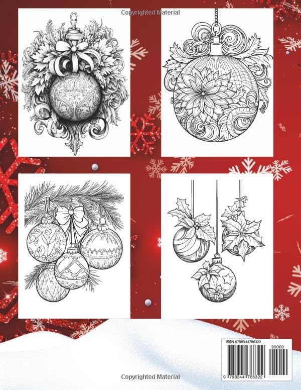 Christmas Ornaments Coloring Book For Adults: 49 Christmas Tree Baubles To Color To Relieve Stress And Relax On Long Winter Evenings