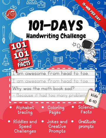 The 101-Day Print Handwriting Challenge for Kids Ages 6–10: Master Handwriting Skills with Science Facts, Jokes