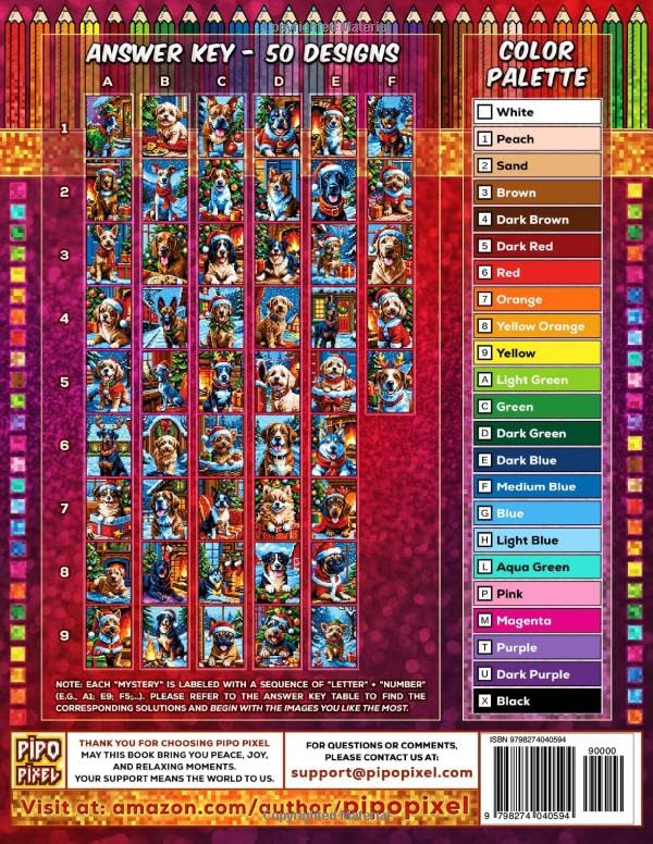 Christmas Dogs - Mystery Mosaic Color by Number - Vol. 25: 50 Designs in Pixel Art - Joyful Winter Dogs In Warm Festive Scenes