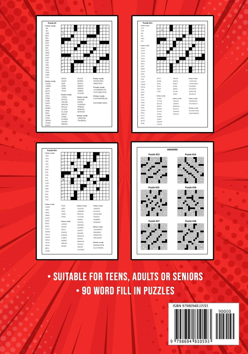 Word Fill-In Puzzle Books for Adults: 90 Word Fill It In / Fillin Puzzles