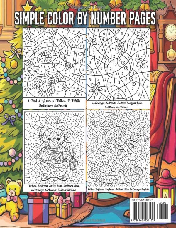 Christmas Color By Number Coloring Book: Large Print 50 Easy Design Christmas Color By Number Coloring Book