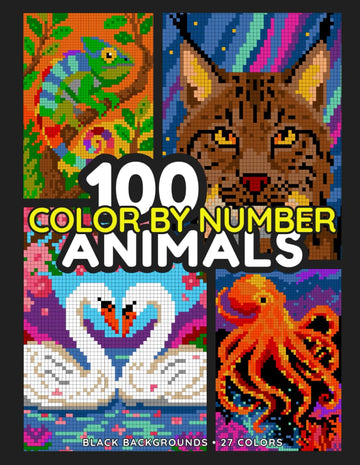 100 Animals Color By Number: A Coloring Book with Pixel Mysteries for Adults and Teens