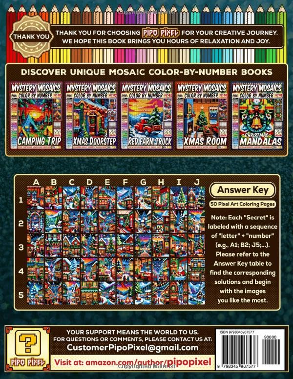 Christmas Night Mystery Mosaic Color by Number: 50 Peaceful and Festive Activities of Christmas Eve in Pixel Style (Christmas Coloring)