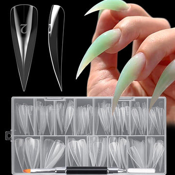 Cat Claw Nail Forms Kit, 150 PCS Long Claw Dual Forms for Polygel, Reusable Eagle Claw Nail Extension Molds with Nail Brush