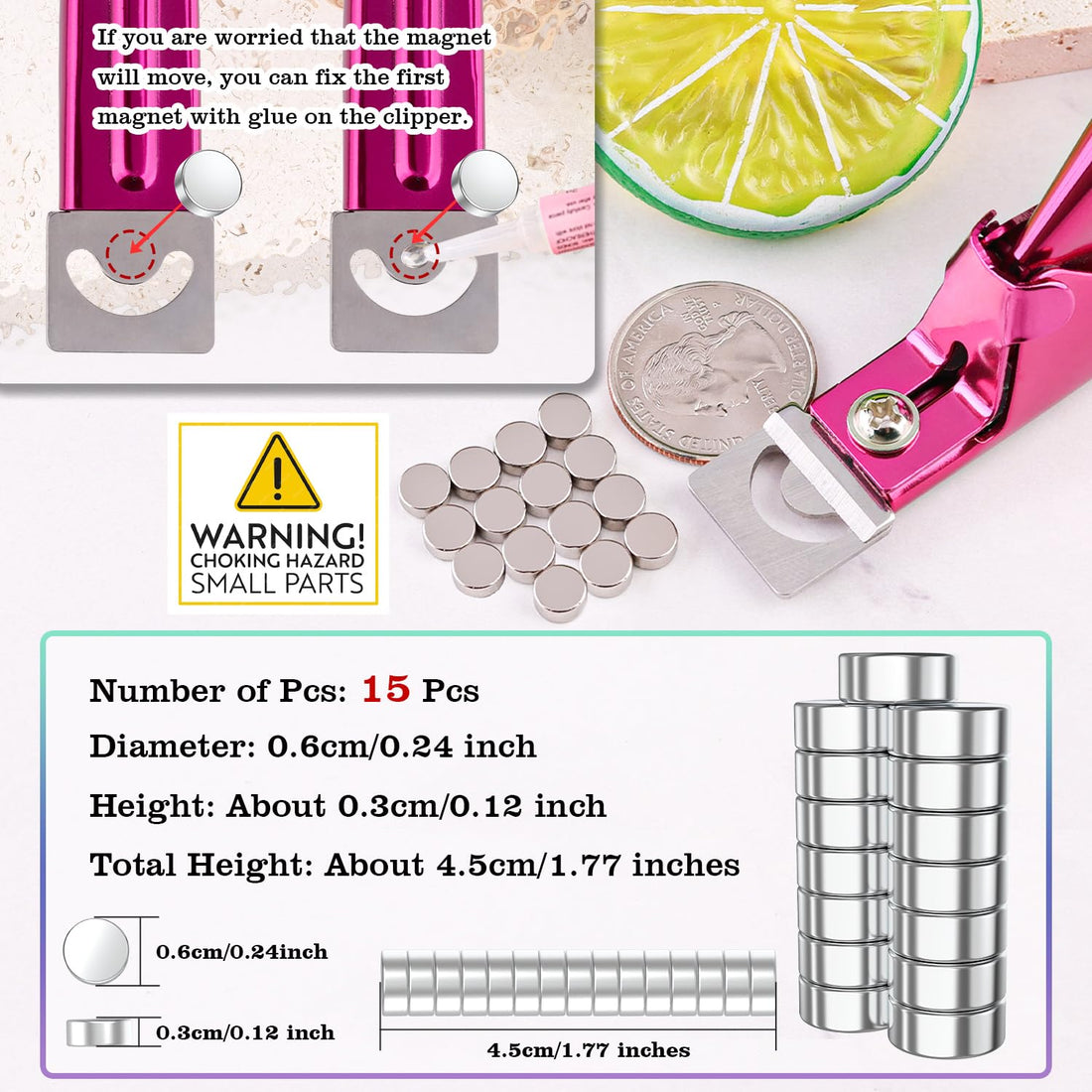 Violet Red Premium Adjustable Nail Clippers with Magnets Sizers for Acrylic Nails, Stainless Steel Nail Cutter Trimmer for Artificial Fake