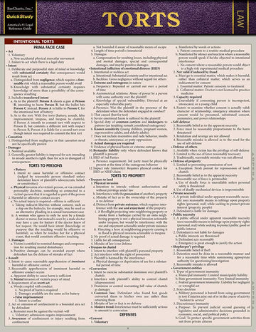 Torts QuickStudy Laminated Reference Guide (QuickStudy Law)