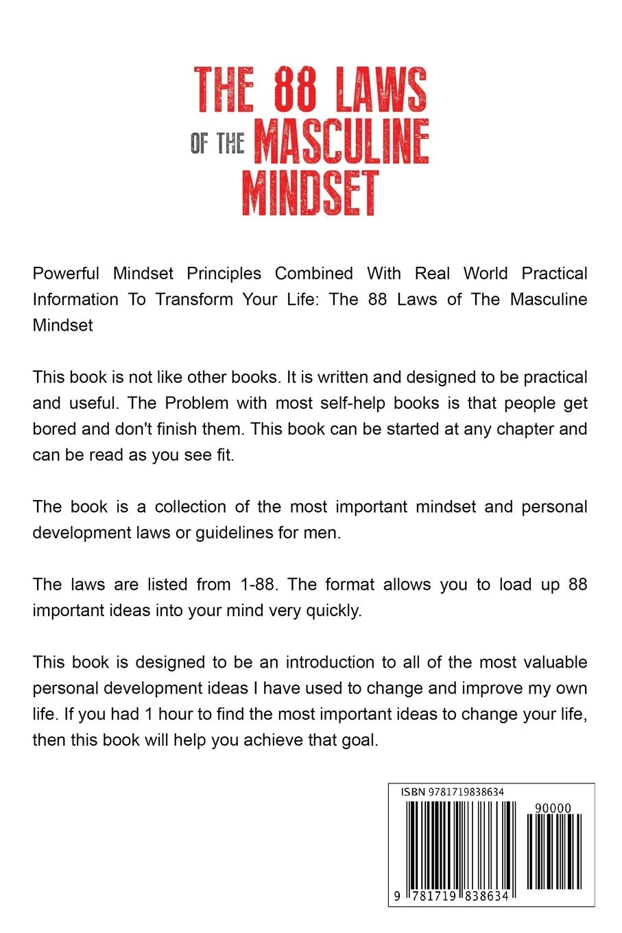 The 88 Laws Of The Masculine Mindset: How To Elevate Your Life To The Next Level (Books for Men Self Help)