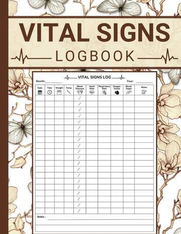 Vital Signs Log Book: Simple Large Health Monitoring Journal and Medical Records Notebook for Temperature, Oxygen Level, Heart Rate, Respir