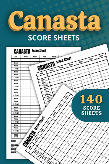 Canasta Score Sheets: 140 Score Pads for Canasta Cards Game | Classic Canasta Score Keeper | Scoring Notebook with Points Guide