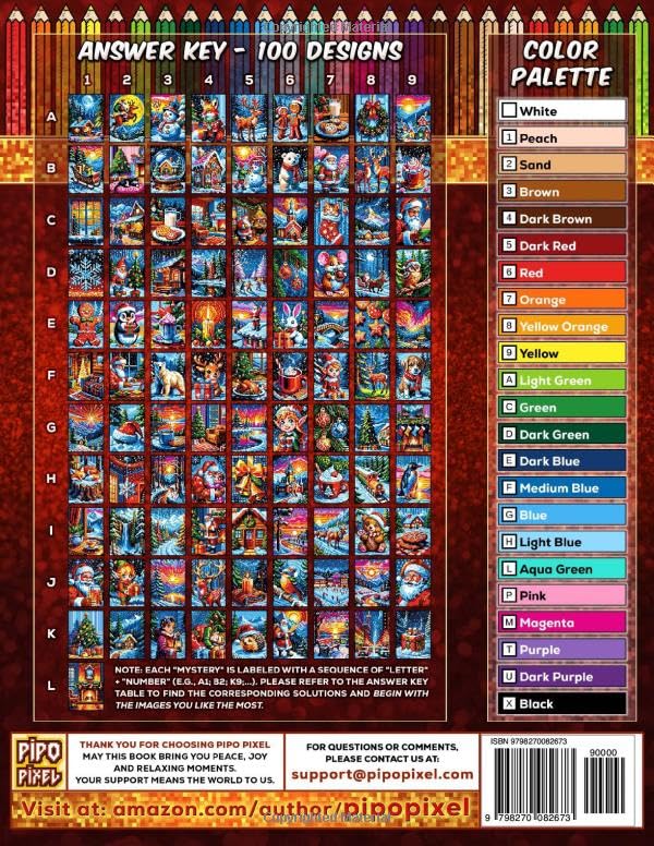 100 Color by Number - Mega Surprise Mix - Vol. 01: 100 Designs in Pixel Art - Holiday Spirit Shining In Every Little Pixel
