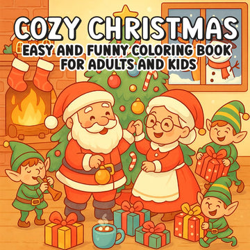 Cozy Christmas: Easy and Funny Coloring Book for Adults and Kids