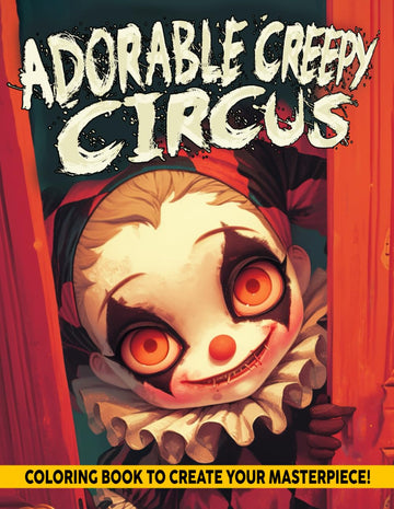 Adorable Creepy Circus Coloring Book: Whimsical Spooky Coloring Pages featuring Charming Clowns, Jesters, and Contortionist Illustrations
