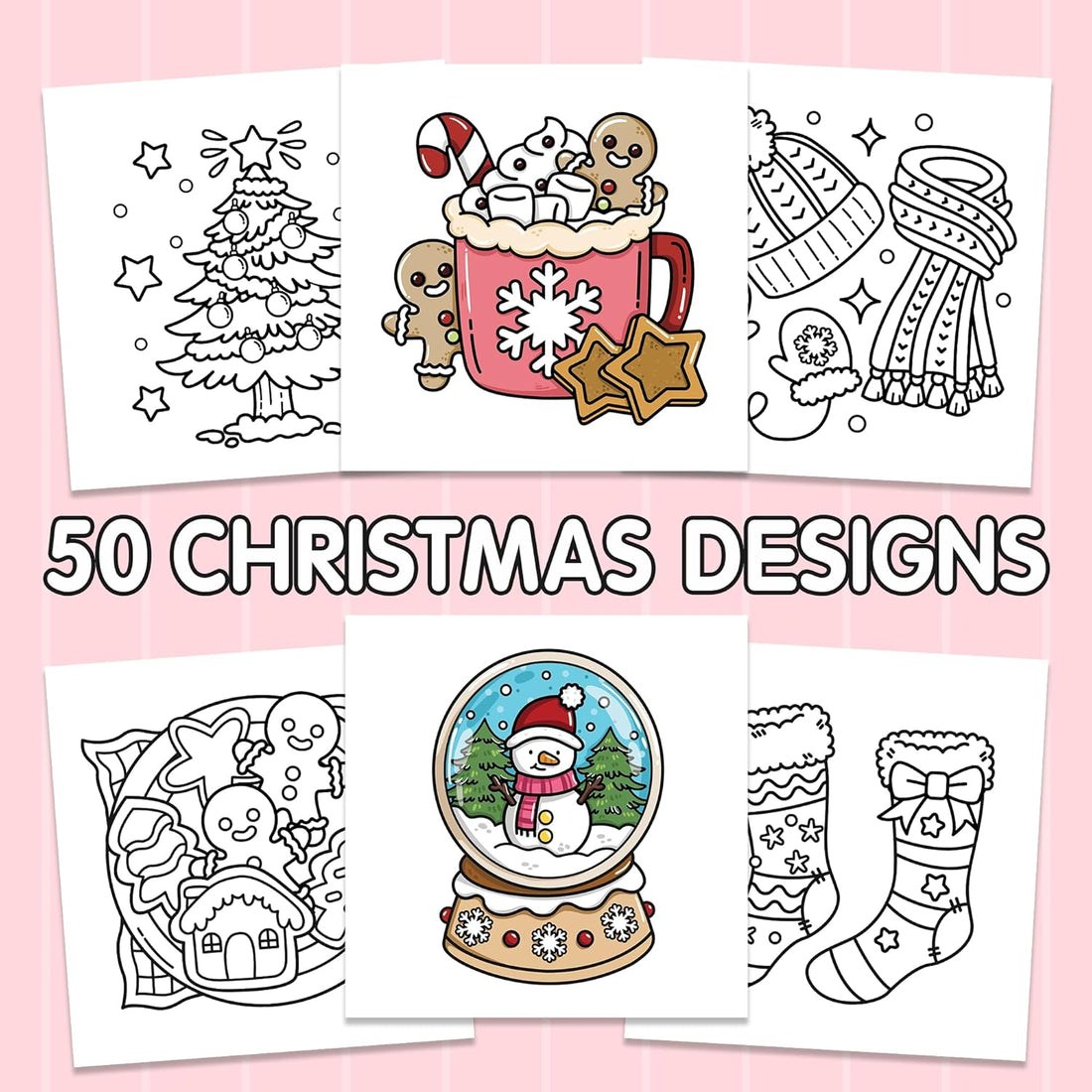 Brightenkidz Cozy Girl Christmas Coloring Book - Cute & Simple Adult Coloring Book with Bold and Easy Designs, Relaxation