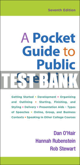 Test Bank A Pocket Guide to Public Speaking - Seventh Edition ©2023