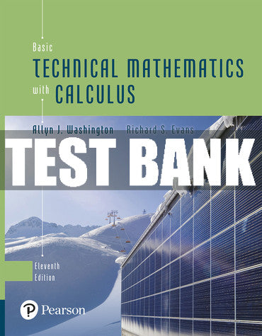 Test Bank Basic Technical Mathematics with Calculus 11th Edition